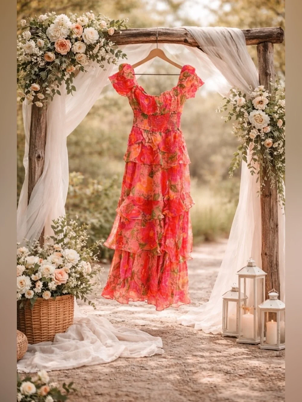 Farm Rio Blooming Floral Maxi Dress XS Smocked Puff Sleeve NWT - Picture 2 of 16